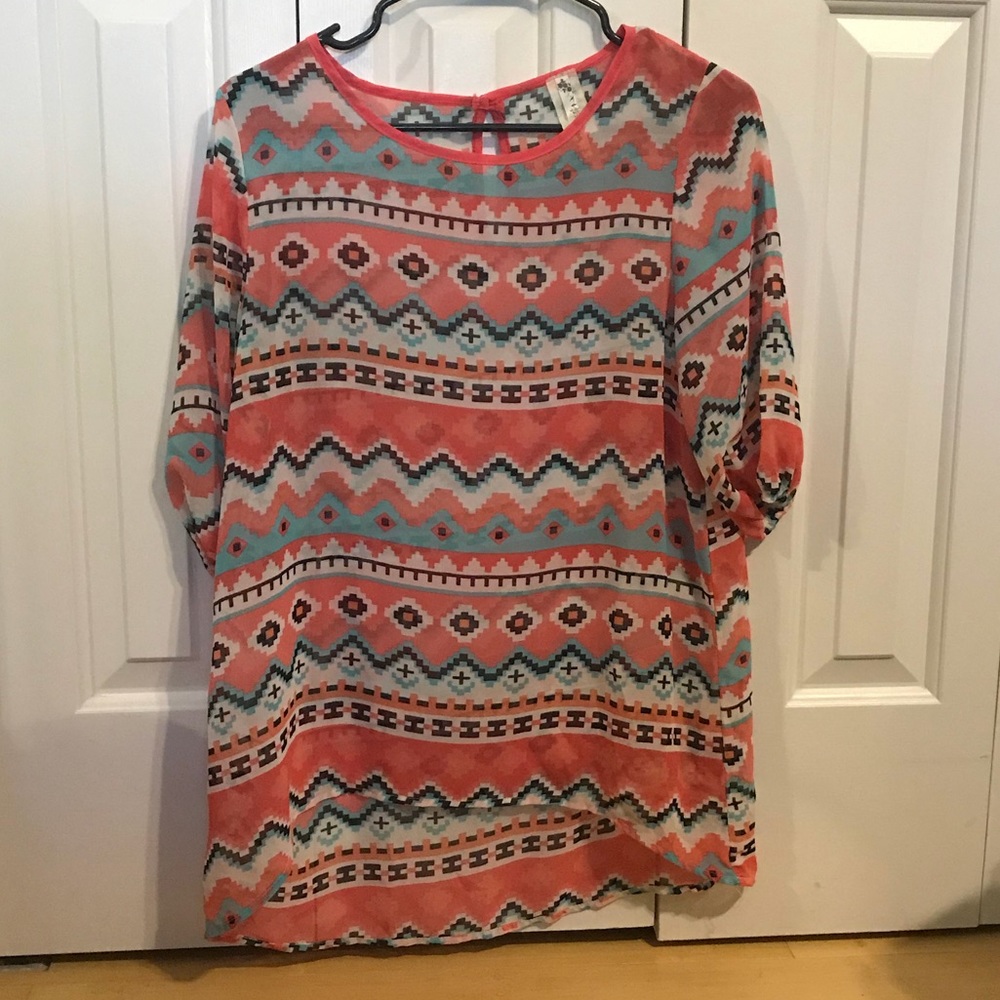 Multi-Color Semi-Sheer Blouse